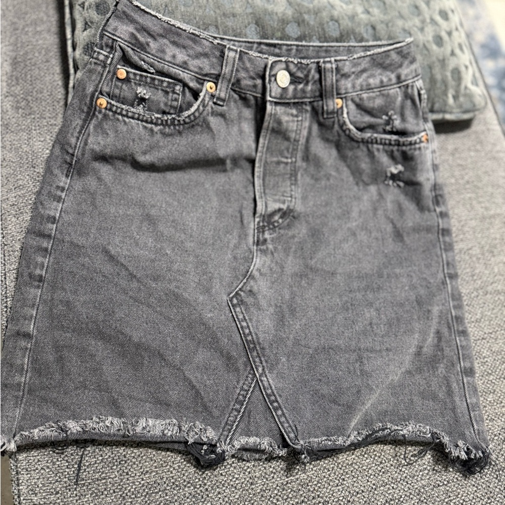 Gray Asymmetrical Pencil Mini Skirt